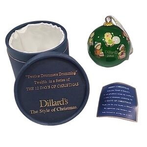 NIB 2018 Dillards 12 Days of Christmas Twelve Drummers Drumming‎ Ornament